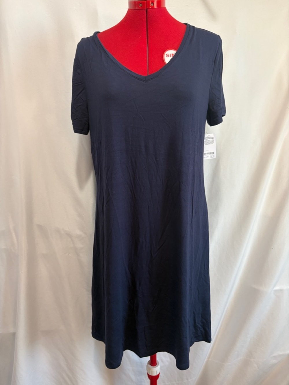 Amazon Essentials Women's Navy V-Neck Midi Dress